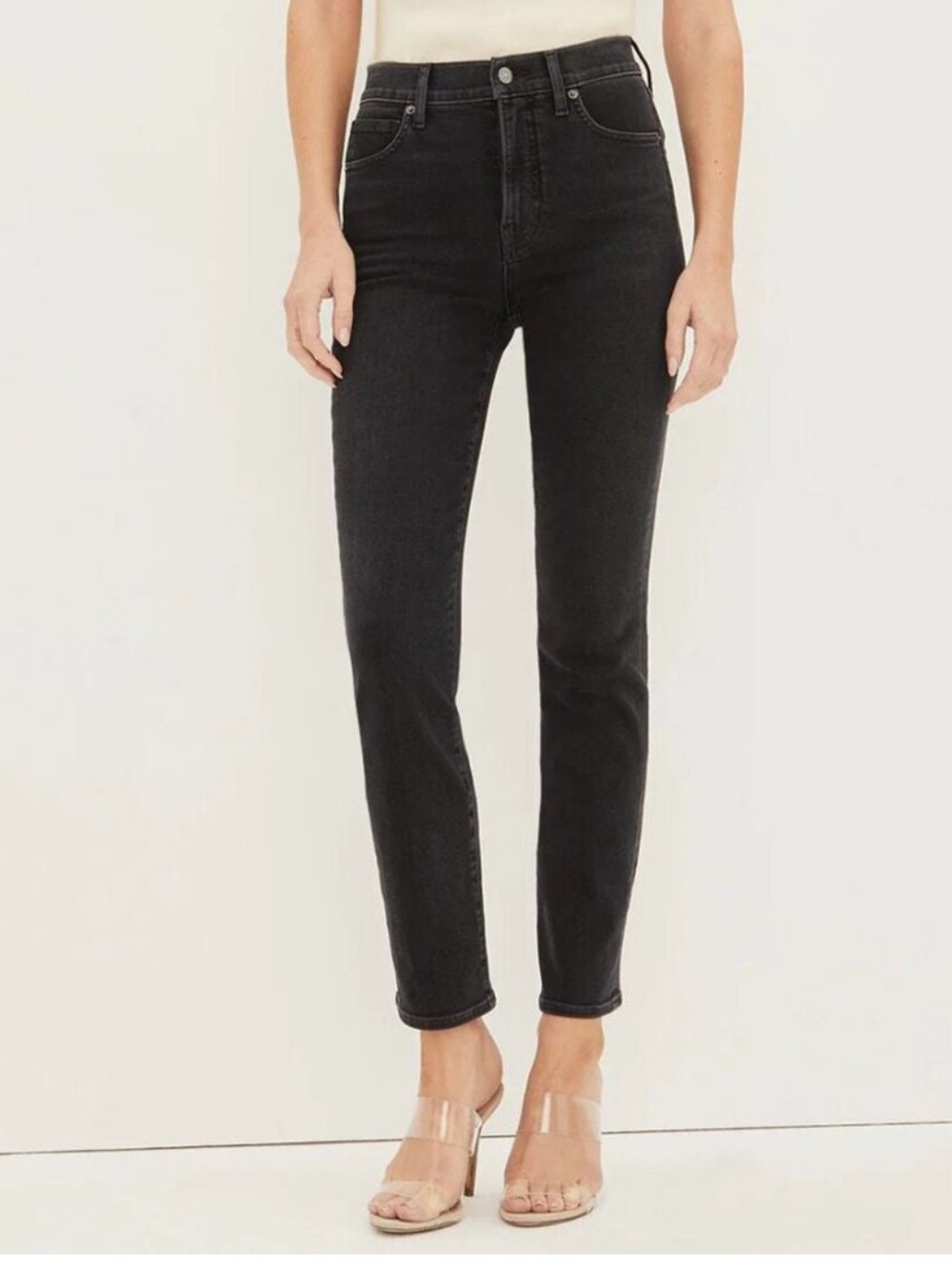 Veronica Beard Ryleigh Slim Straight High Rise Jeans Black Size 27